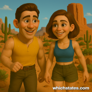 Join Ellis and June on epic Arizona Adventures in the desert! Ellis and June hiking through the Arizona desert on their Arizona Adventures, surrounded by red rock formations, cacti, and sunlit scenery.