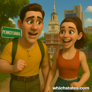 Ellis and June's Pennsylvania Adventure in Philadelphia - Exploring historic and modern cityscapes. Ellis and June enjoy a sunny stroll through Philadelphia, featuring Independence Hall, highlighting their Pennsylvania Adventures.