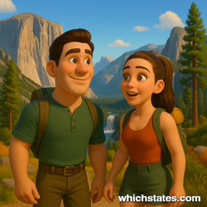 Ellis and June in Yosemite National Park – California Adventures Ellis and June explore Yosemite National Park, surrounded by towering cliffs, waterfalls, and forested trails.