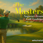 Artistic painting of Augusta National’s Amen Corner during The Masters in Augusta, Georgia, with lush greens, flowering trees, and a quiet golf scene.