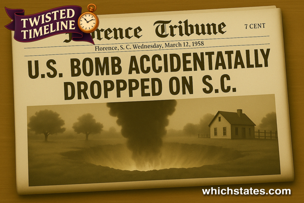 1958 Florence Tribune Newspaper Reports Accidental Bomb Drop.
